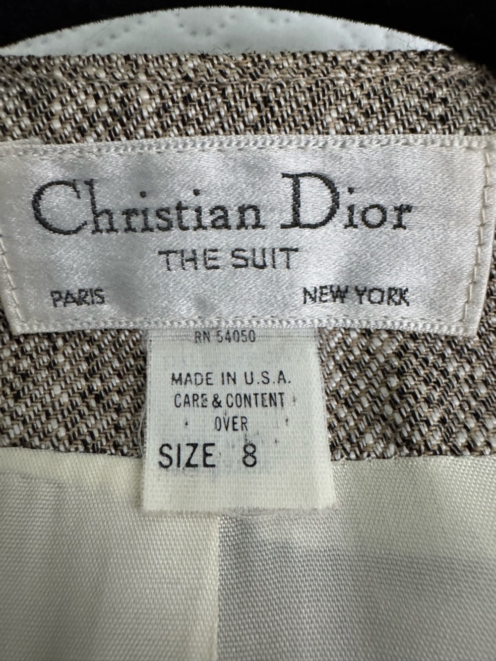 Vintage Christian Dior The Suit Longline Blazer Size 8 Rayon Linen Neutral USA - Picture 13 of 14